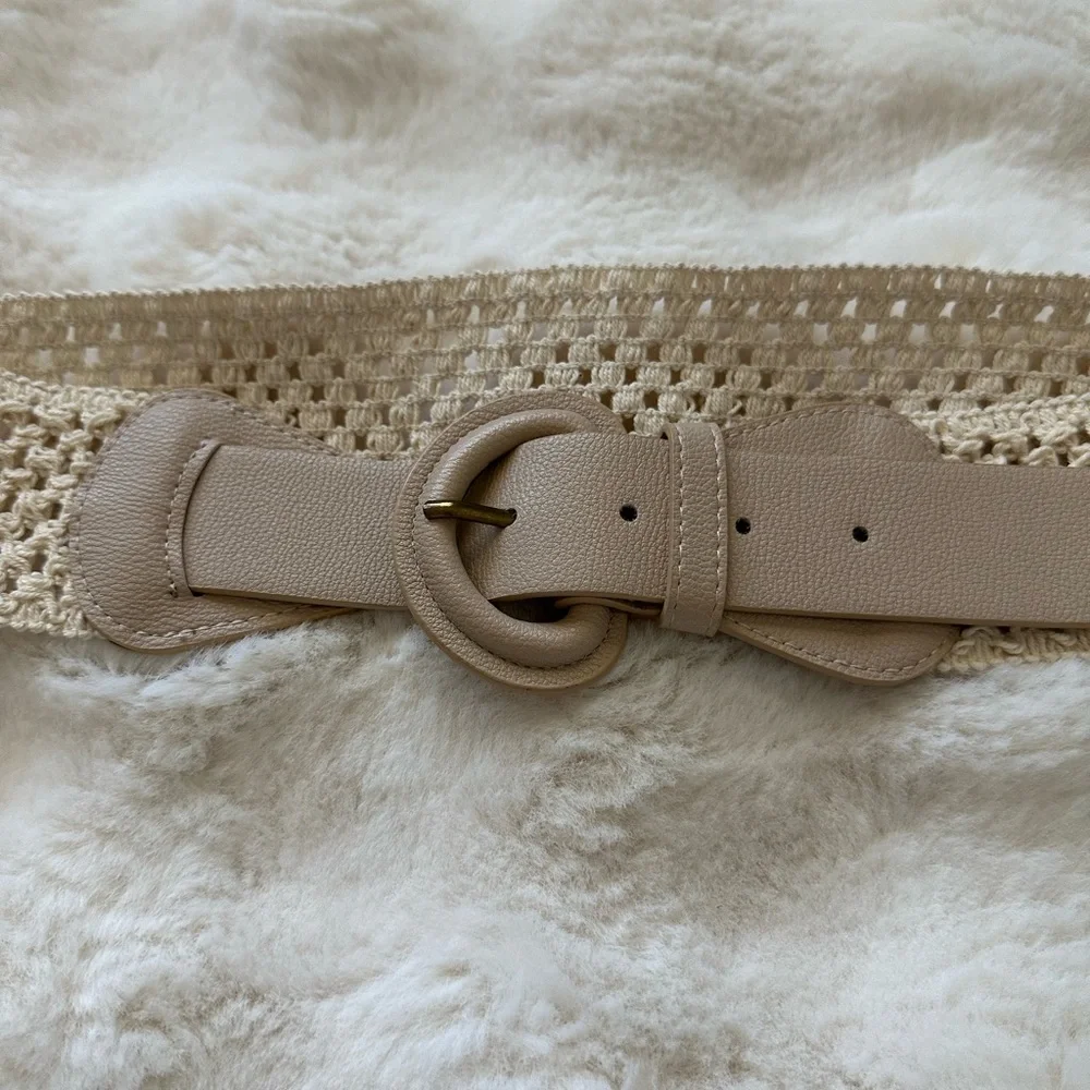 Lp brue Women’s Boho Femenine Romantic Ivory Braided/Knit Stretch Belt. М
